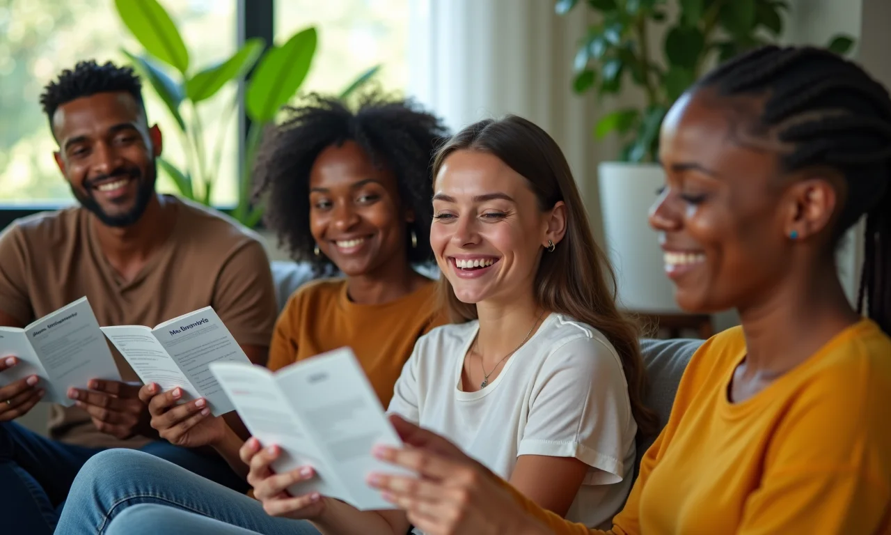 Grupo diverso aprendendo vocabulário financeiro.