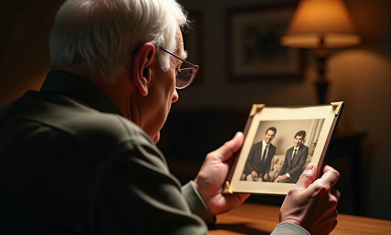 Homem idoso relembrando o passado com saudade