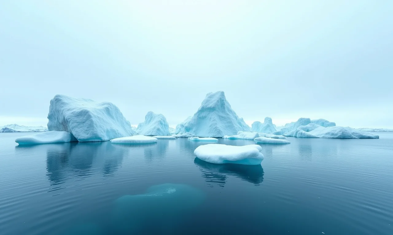 Icebergs flutuantes na Antártida.