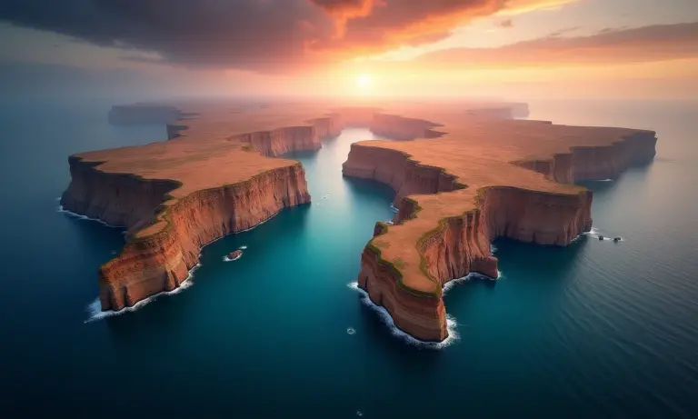 Ilustração da deriva continental mostrando a separação dos continentes ao longo do tempo.