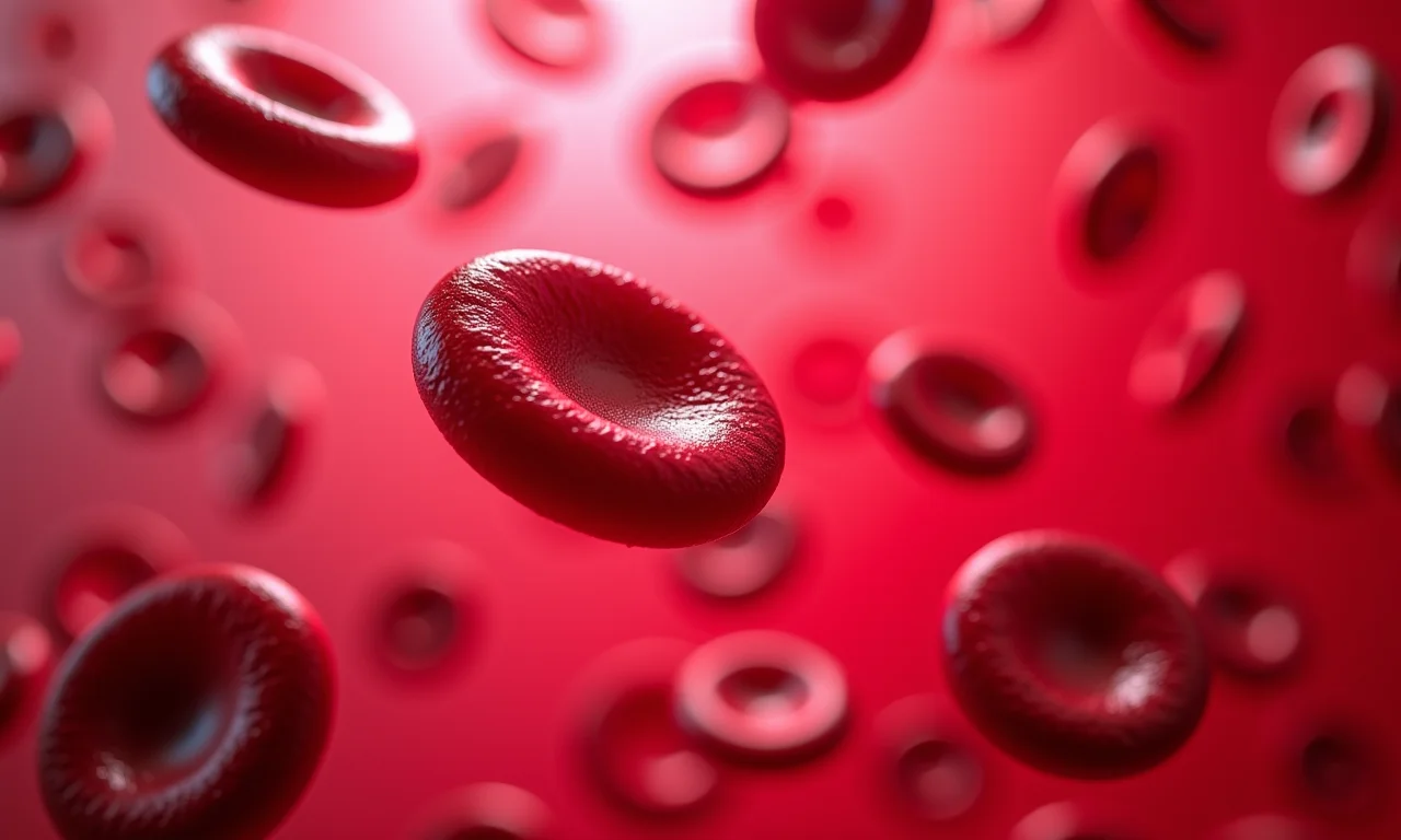 Imagem de amostra de sangue mostrando glóbulos vermelhos, brancos e plasma.