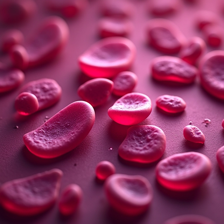 Imagem microscópica de plaquetas, mostrando sua agregação durante o processo de coagulação sanguínea.