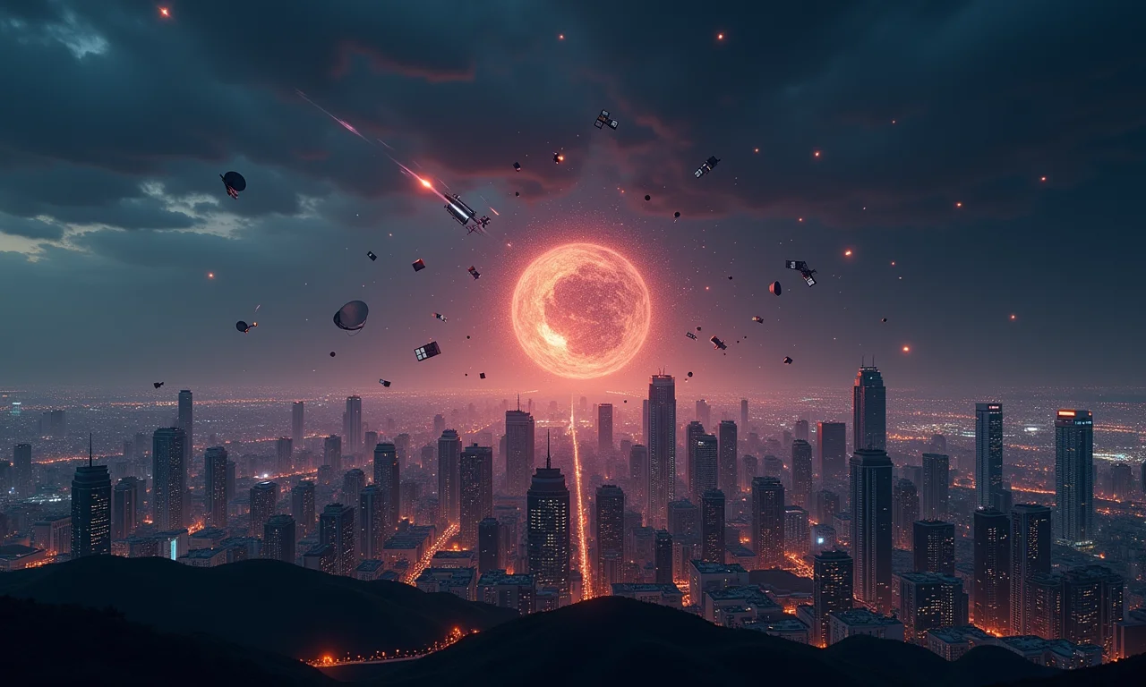 Impacto do enfraquecimento do campo magnético na tecnologia: satélites danificados e quedas de energia.