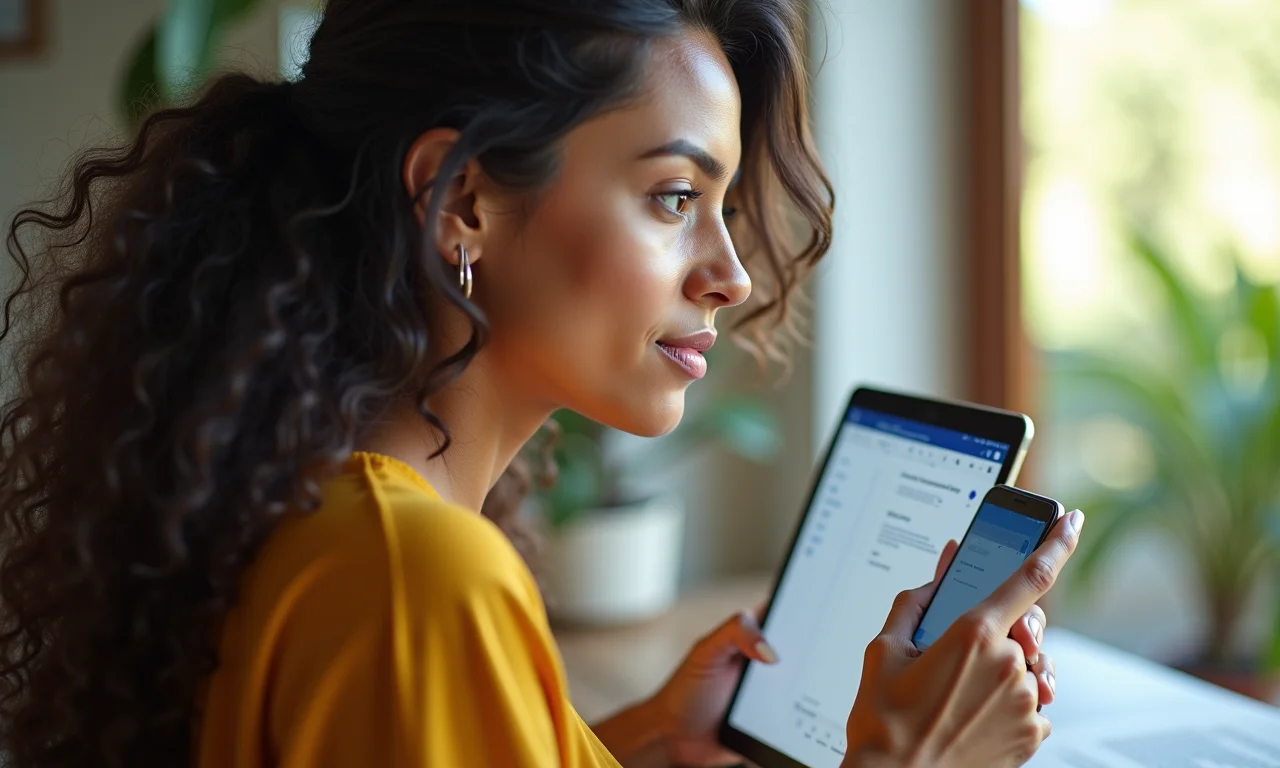 Interface do Microsoft Word com mulher brasileira utilizando ferramentas de formatação de texto.