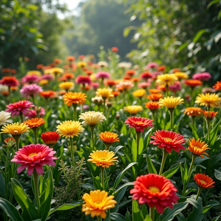Jardim brasileiro florido na primavera.