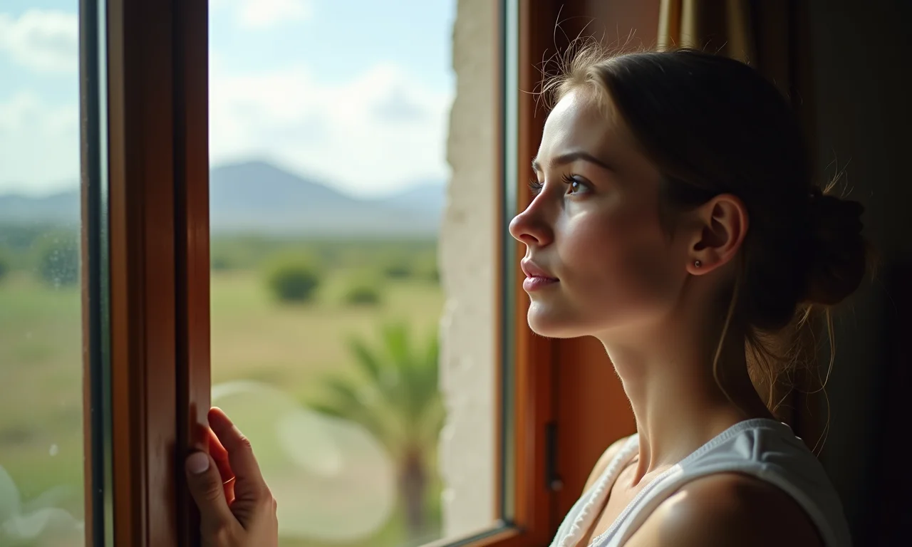 Jovem desejando estar viajando em vez de trabalhando