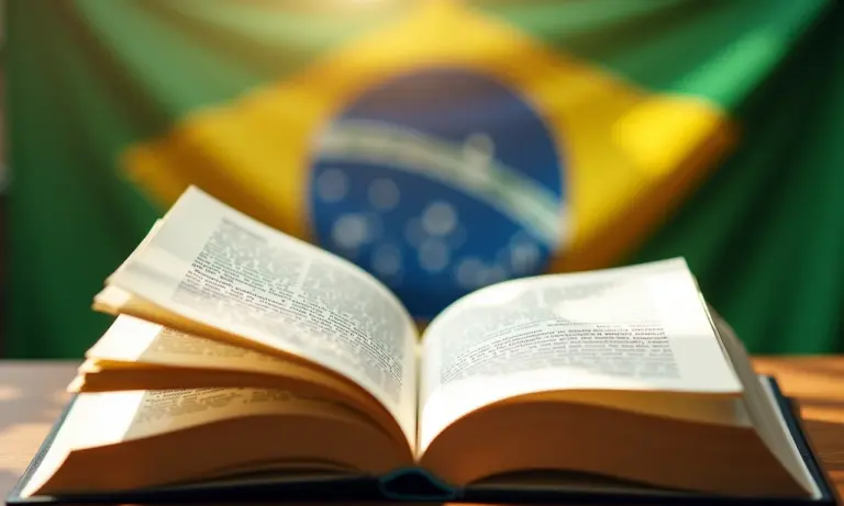 Livro aberto ilustrando as formas nominais do verbo com destaque e design brasileiro.