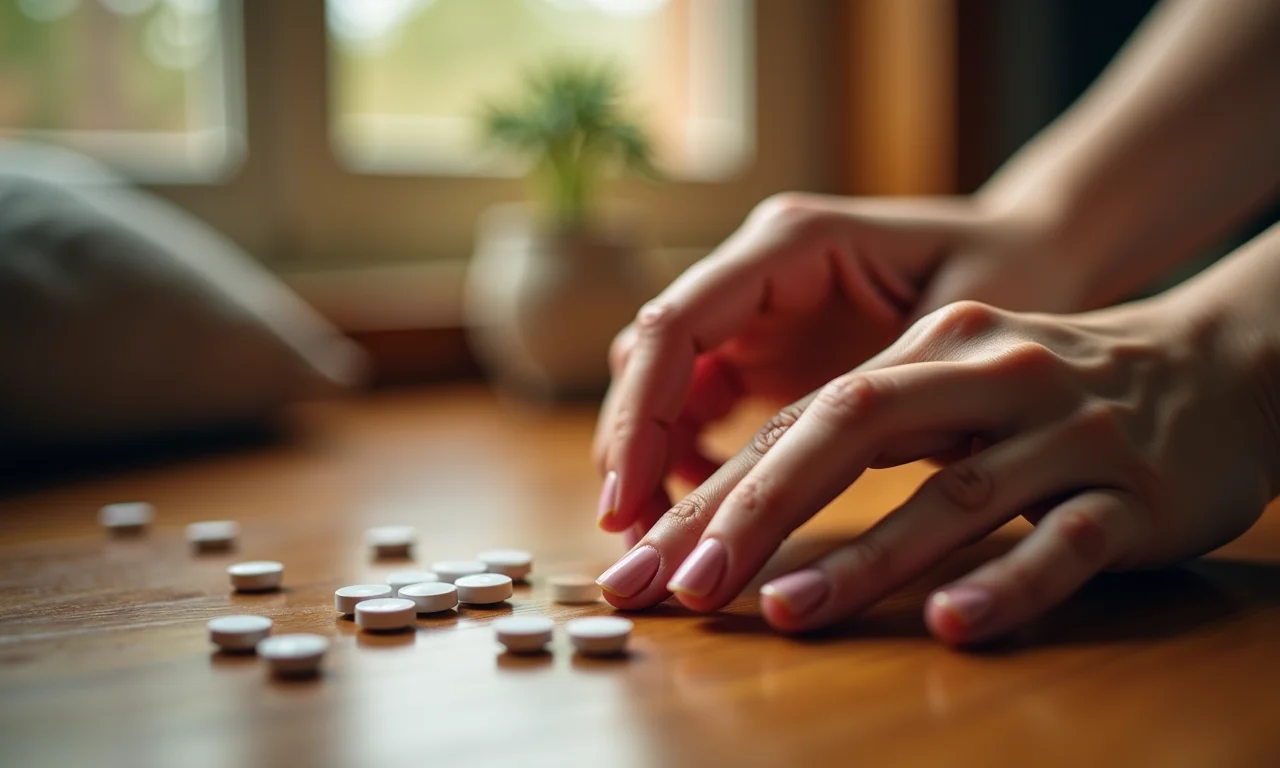 Mão alcançando paracetamol, alívio da dor durante a gravidez.