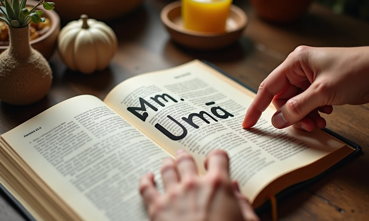 Mão apontando para as palavras 'Um' e 'Uma' em uma página.