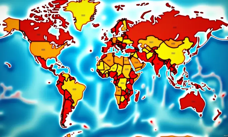 Mapa-múndi colorido mostrando os continentes.