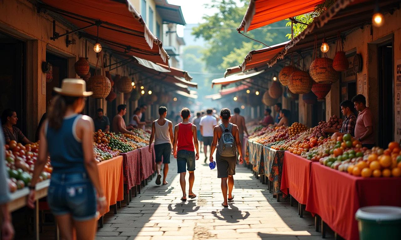 Mercado vibrante no Brasil, refletindo a diversidade do capitalismo.