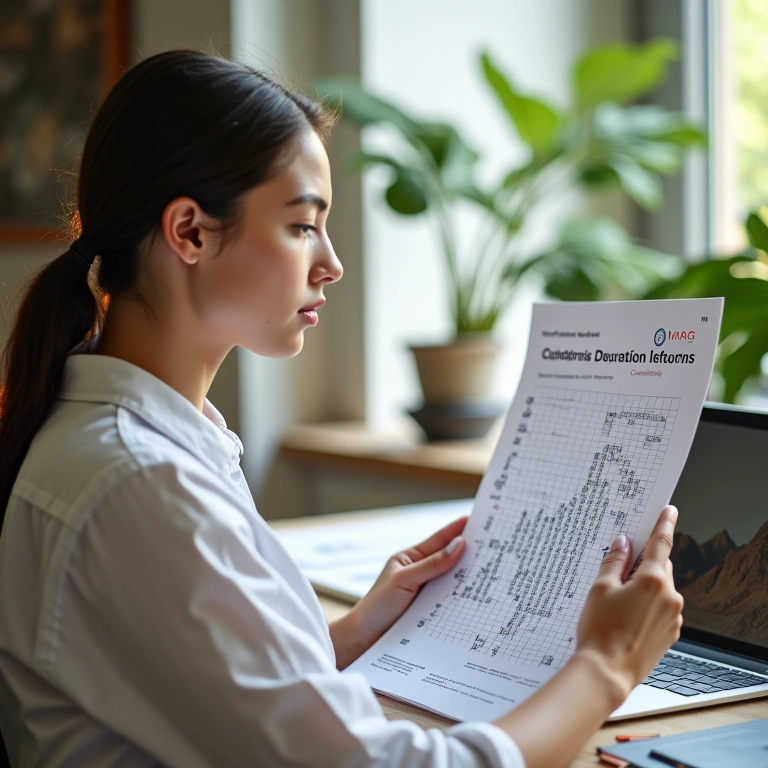 Mulher analisando gráfico de dispersão com foco em desvio padrão e variância.