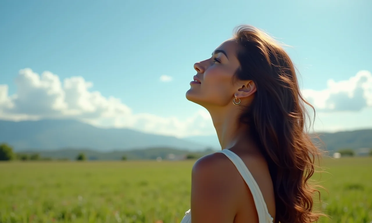 Mulher brasileira explicando por que o céu é azul e não violeta.