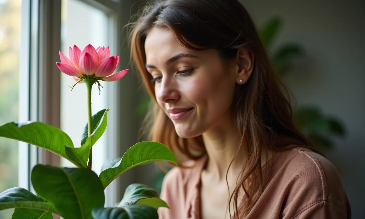 Mulher cuidando de planta, representando responsabilidade.