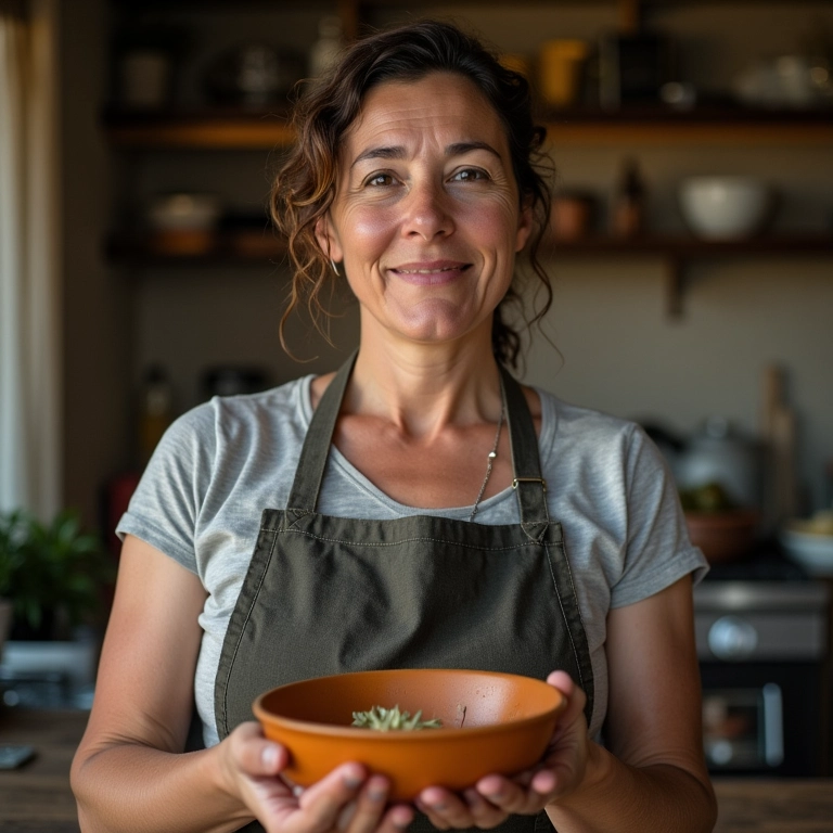Mulher ensinando a usar o imperativo afirmativo em uma aula de culinária.