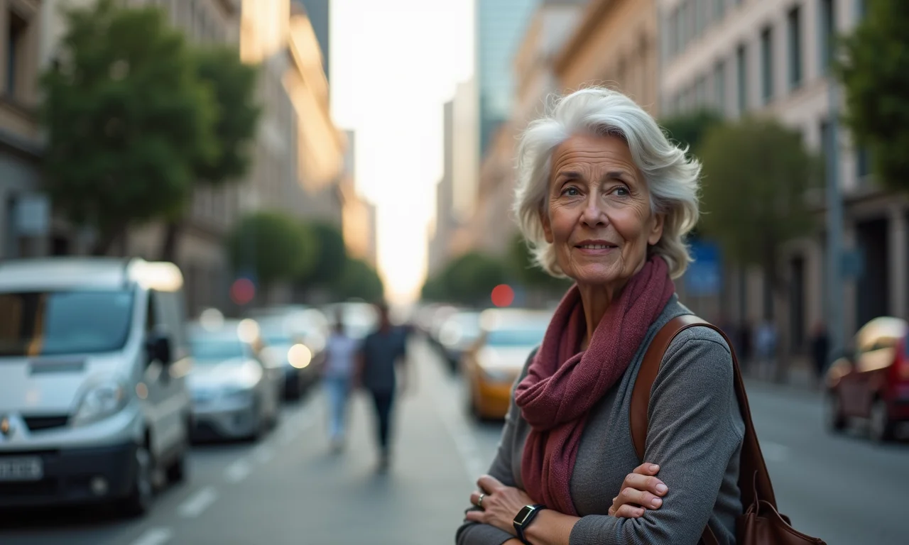 Mulher pedindo informações em inglês em São Paulo, nível A2.