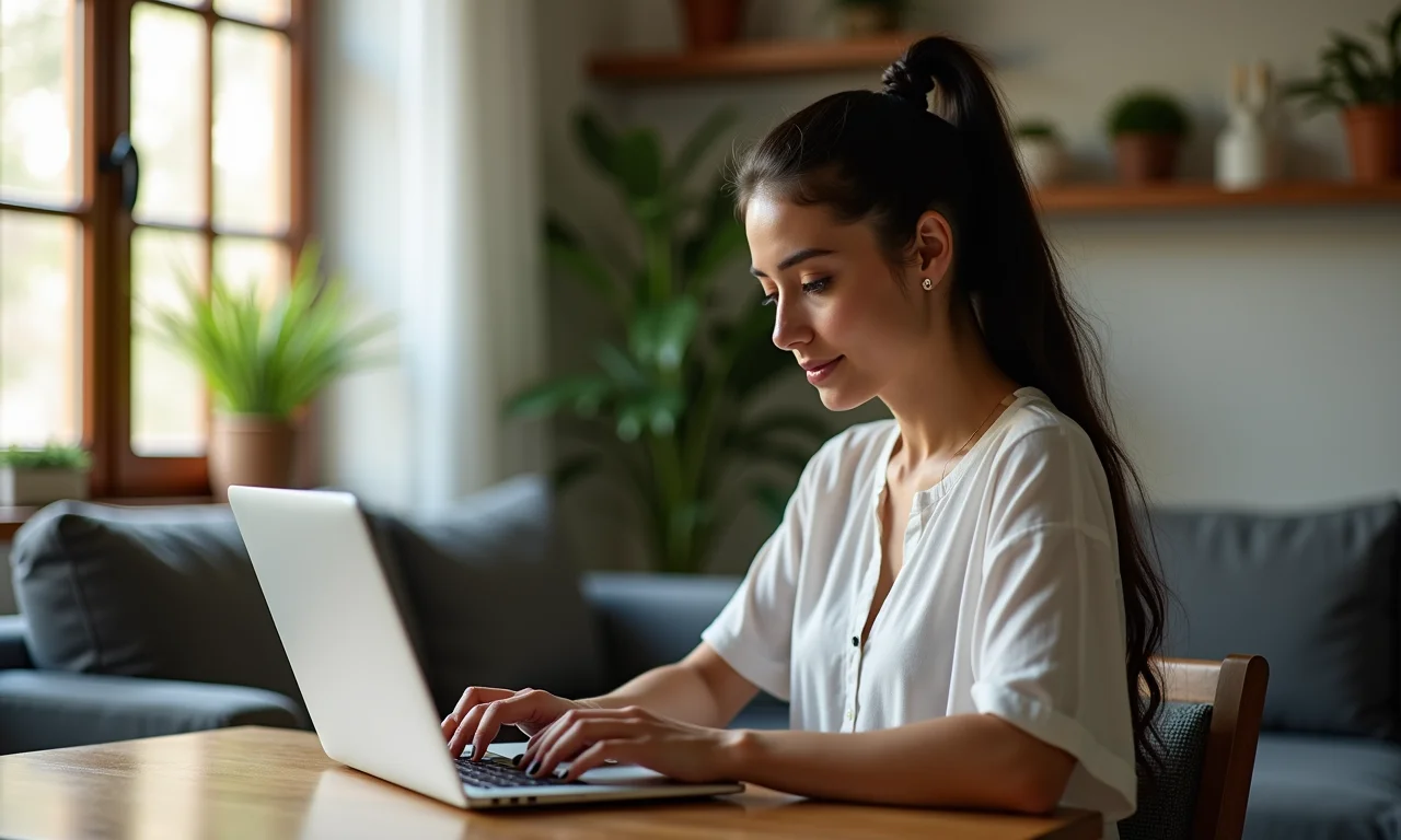 Mulher pesquisando lista de clínicas credenciadas Iamspe online.