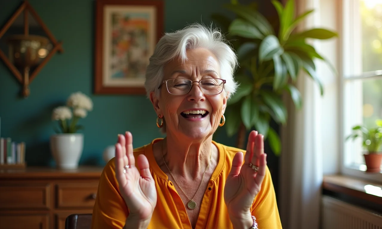 Mulher praticando exercícios vocais para disfonia.