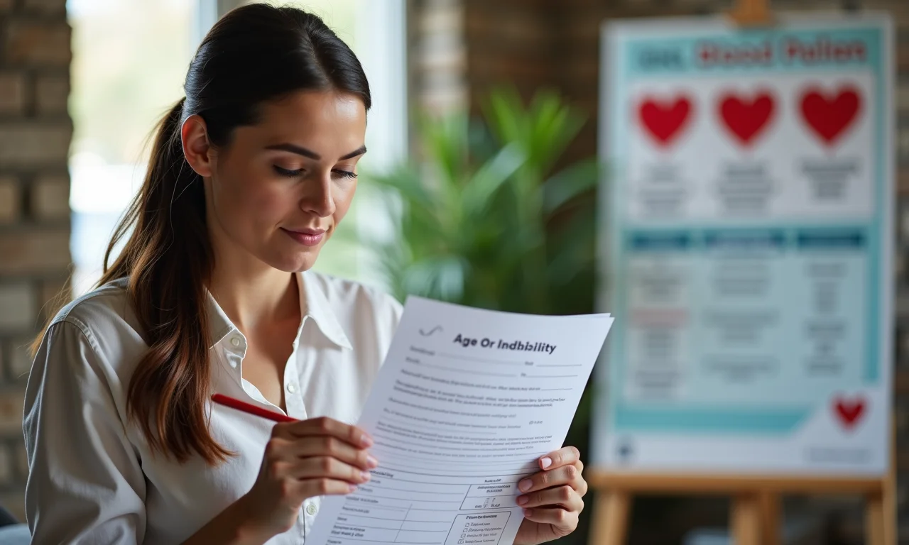 Mulher preenchendo formulário de doação de sangue.