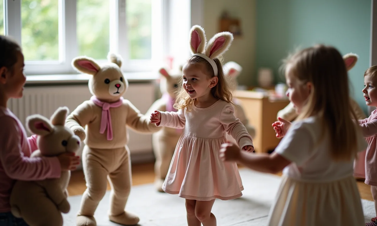 Música e movimento: Dança do coelhinho em berçário.