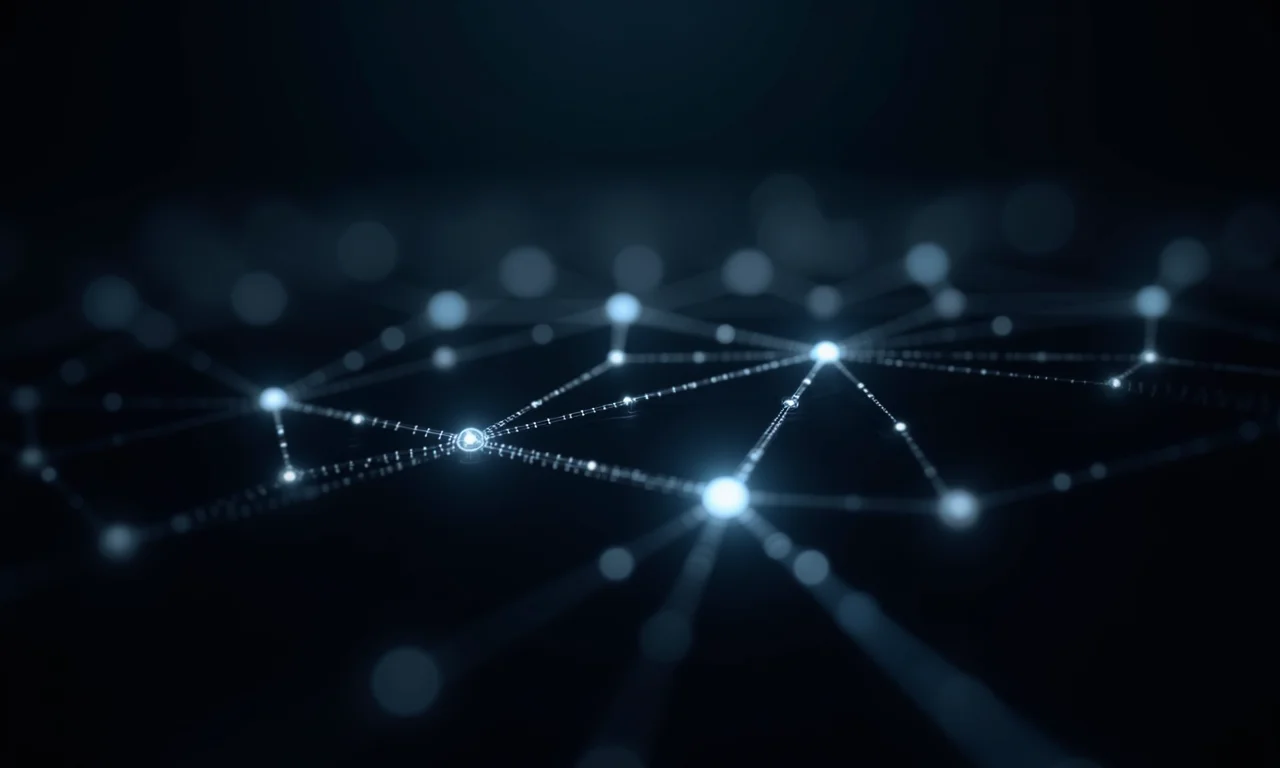 Nós interconectados abstratos representando lógica de predicados.