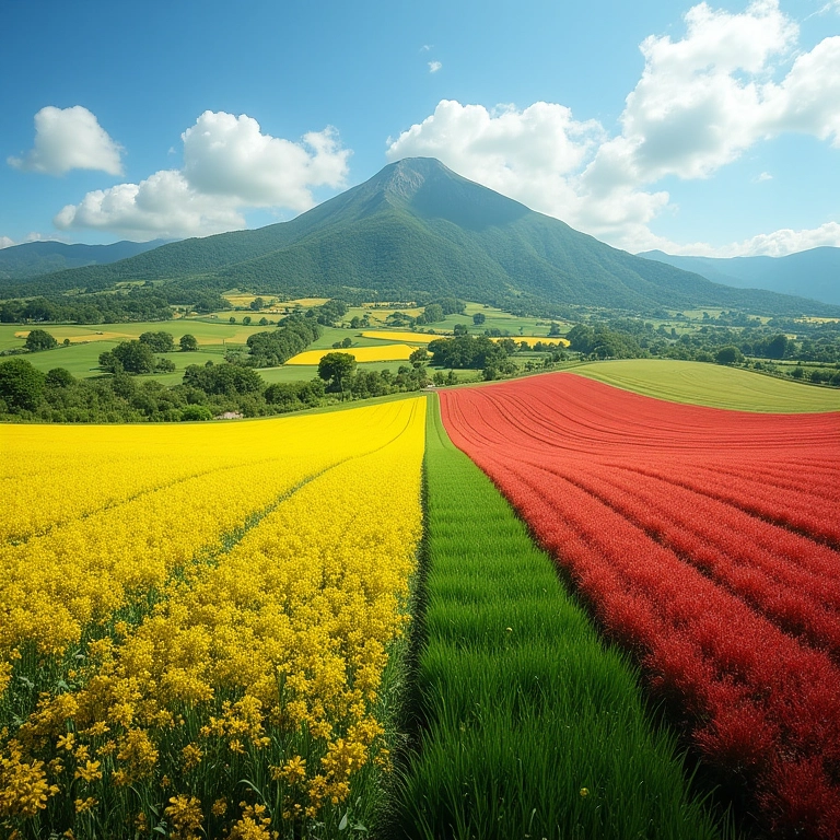 Paisagem brasileira com as quatro estações: primavera, verão, outono e inverno.
