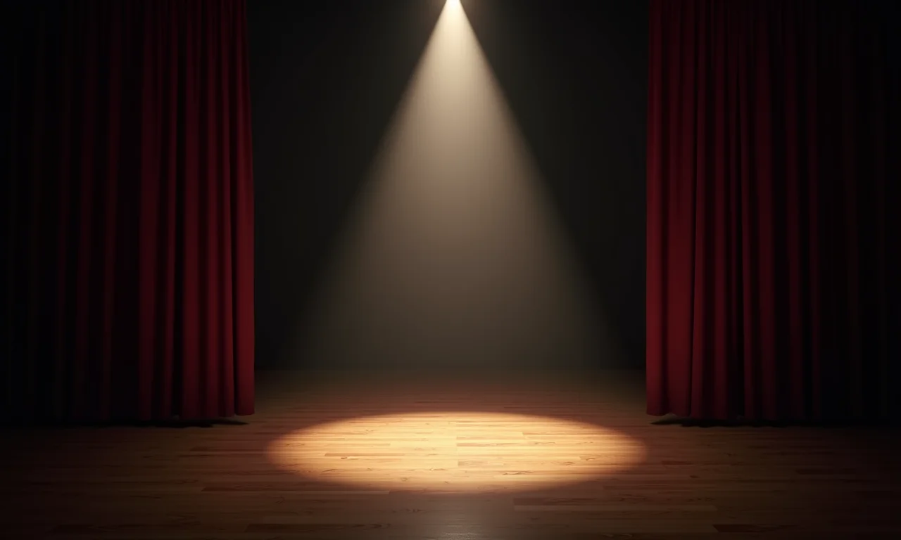 Palco vazio de teatro brasileiro representando o pronome 'nada'.