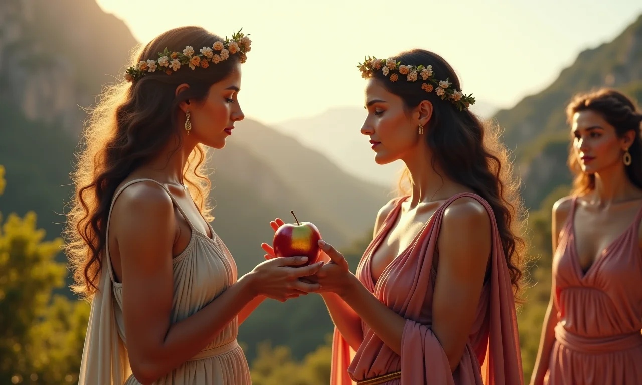 Páris julgando a beleza de Afrodite, Hera e Atena.