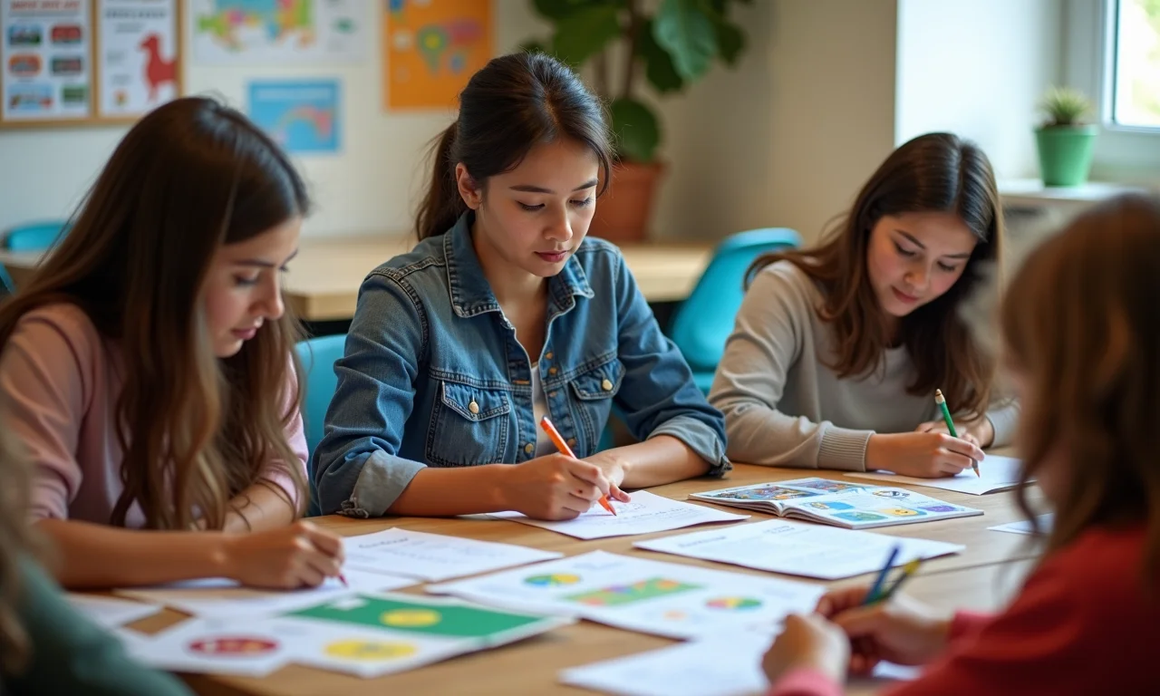 Professoras utilizando diversos recursos e materiais em sala de aula.