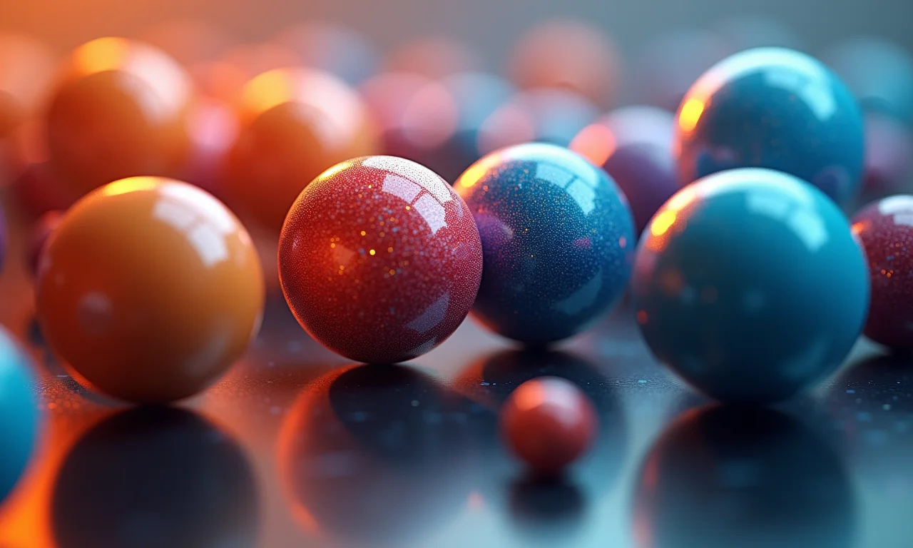 Representação abstrata de esferas se multiplicando e transformando, ilustrando o Paradoxo de Banach-Tarski.