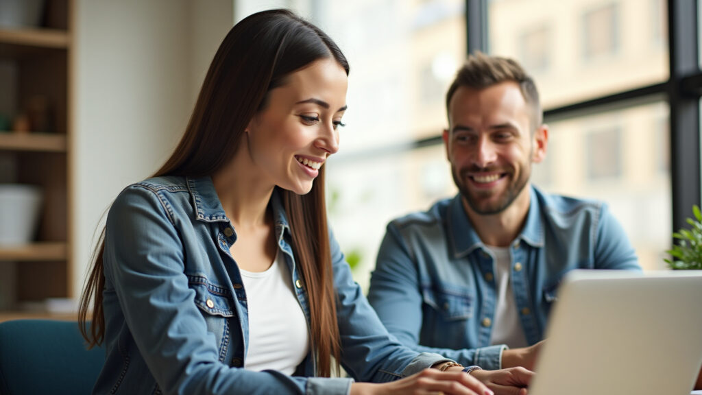 Pequeno empresário revisando orçamento com gestor de tráfego.