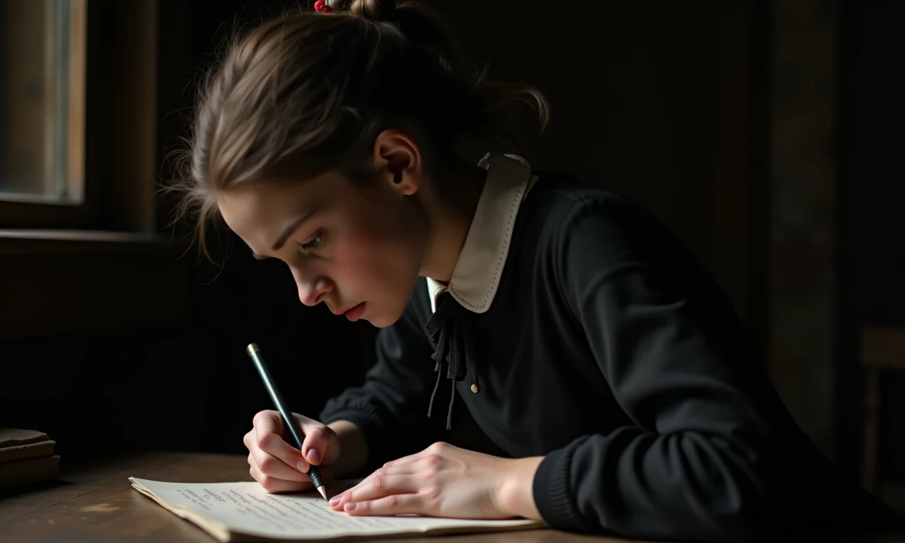 Sophie Germain trabalhando em problemas de teoria dos números.