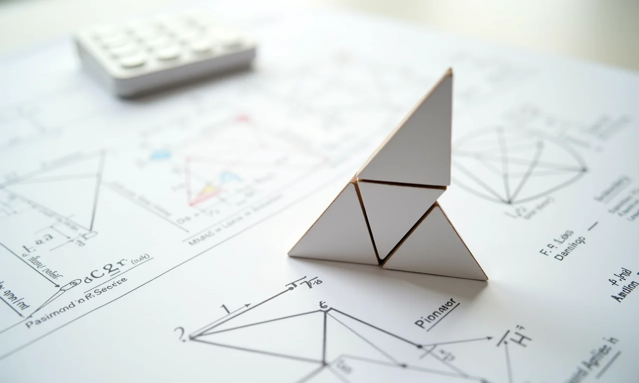 Tangram e fórmulas matemáticas.
