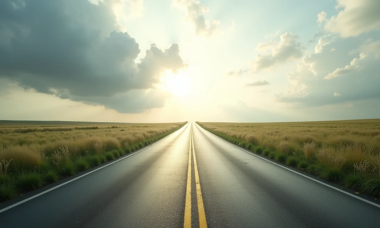 Uma encruzilhada com múltiplos caminhos, simbolizando escolhas e incertezas da vida.