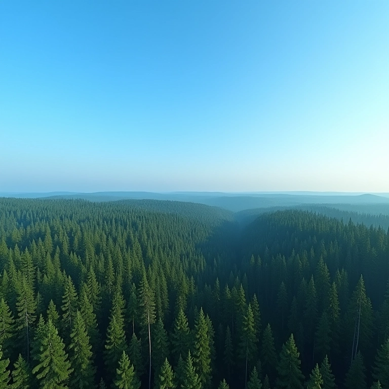 Vastidão da Sibéria, floresta de taiga infinita.