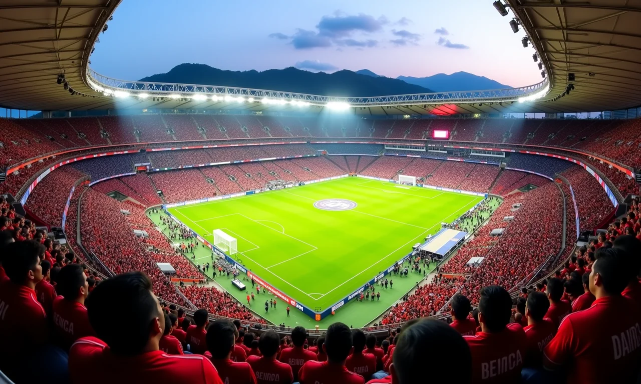 Visão aérea do Maracanã lotado em jogo do Flamengo.