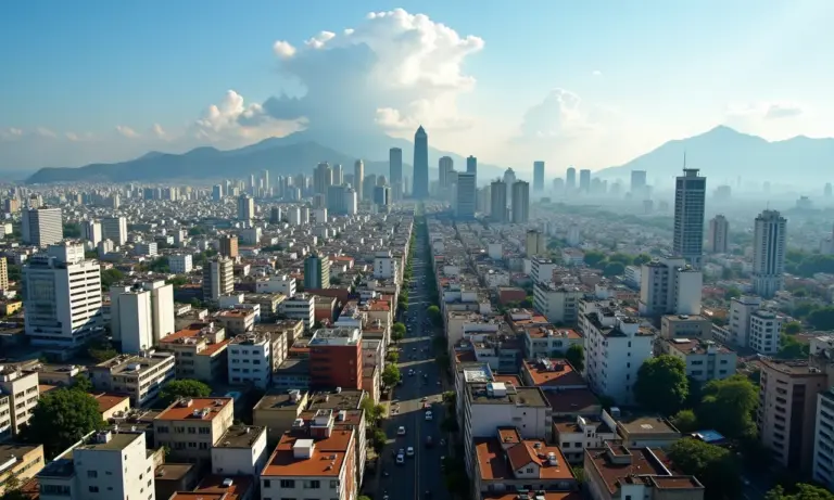 Vista aérea de São Paulo contrastando riqueza e pobreza.